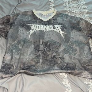 YoungLA White Mesh Tee with Black Dots